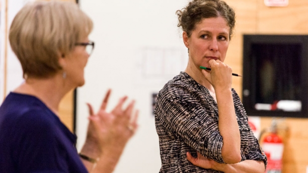 Sarah Goodes in rehearsal Sarah Goodes in rehearsal