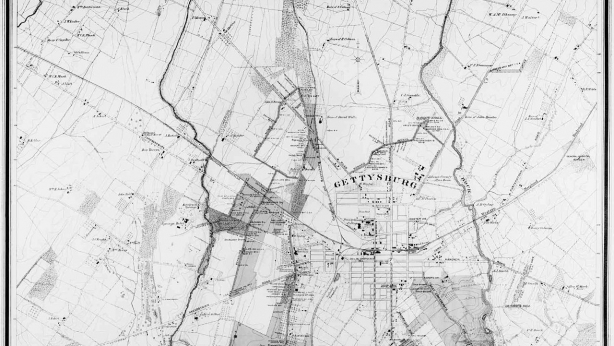 Gettysburg Battlefield from original surveys. Palmer 1916. Gettysburg Battlefield from original surveys. Palmer 1916.