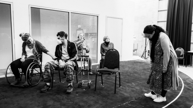The cast and creative team in rehearsal The cast and creative team in rehearsal