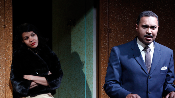 Zahra Newman and Bert LaBonté on stage in 'The Mountaintop'. Photo: Jeff Busby Zahra Newman and Bert LaBonté on stage in 'The Mountaintop'. Photo: Jeff Busby