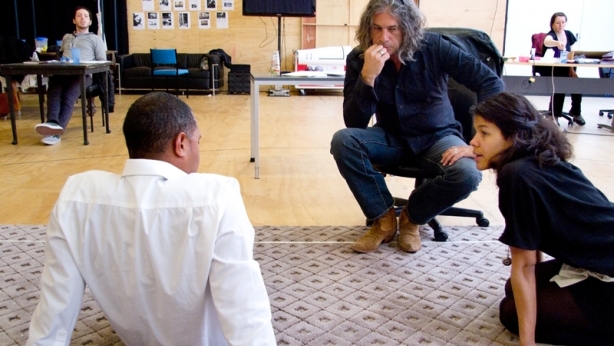 Alkinos Tsilimidos with Bert LaBonte and Zahra Newman in rehearsal for 'The Mountaintop' (MTC 2013) Alkinos Tsilimidos with Bert LaBonte and Zahra Newman in rehearsal for 'The Mountaintop' (MTC 2013)