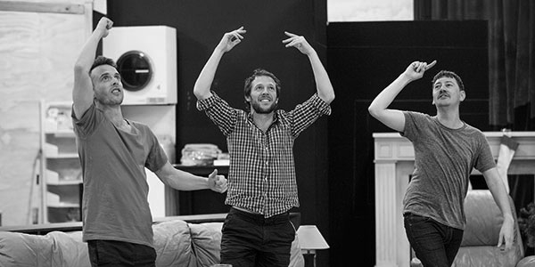 Luke Ryan, Gareth Reeves and Hamish Michael in rehearsals